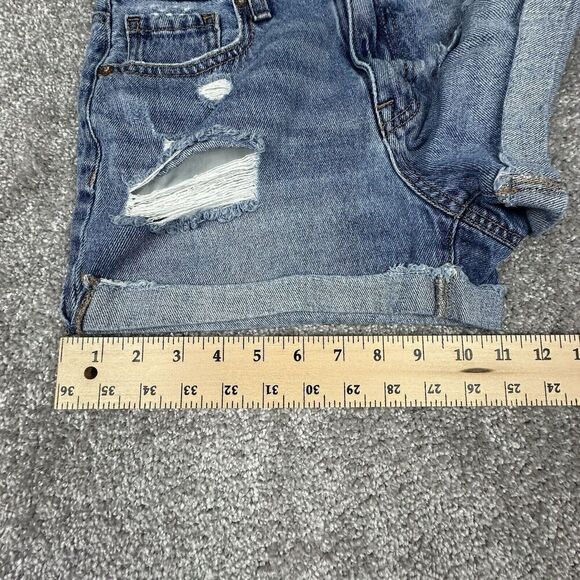Aeropostale Mom Shorts Womens 0 (26x2.5) Blue Denim Distressed High Wasted - Picture 4 of 7